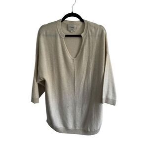 Charli London Knitwear Ivory Wool 3/4 Sleeve V-Neck Blouse Size M Essentials